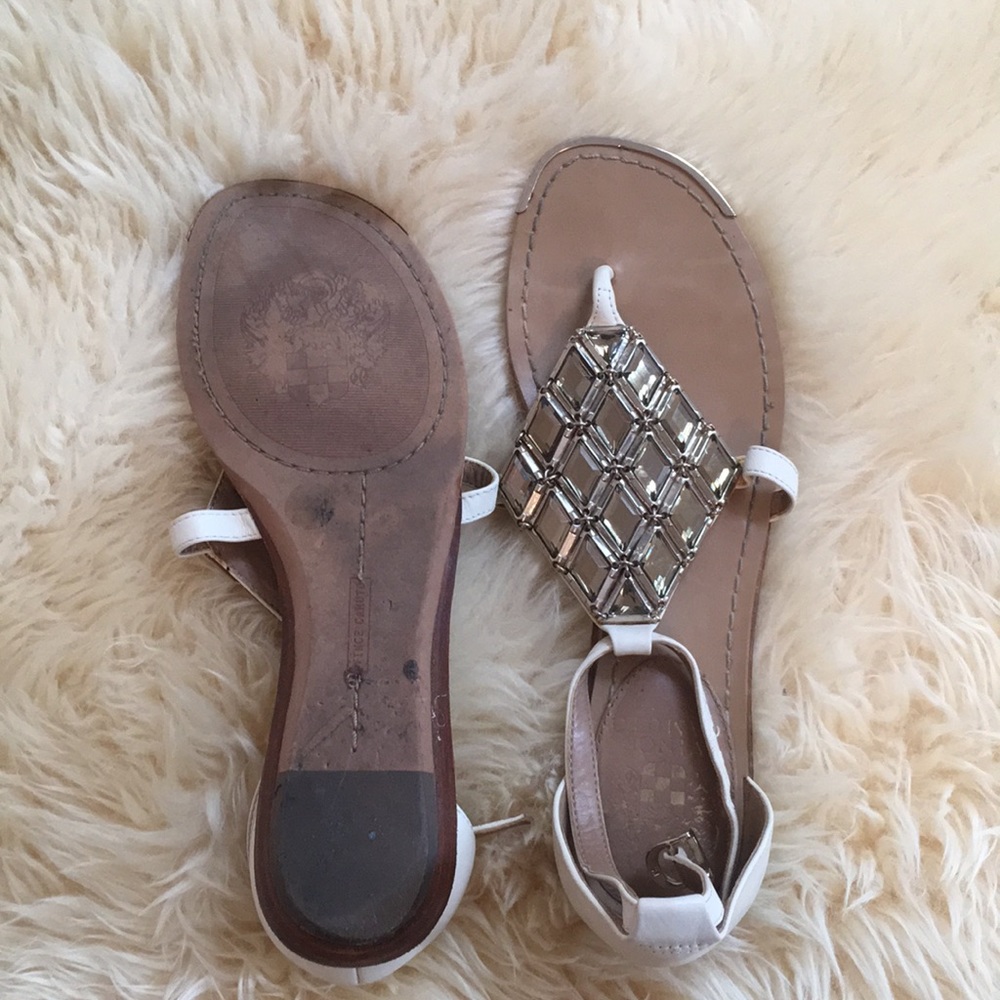 White and Metallic Vince Camuto Sandals